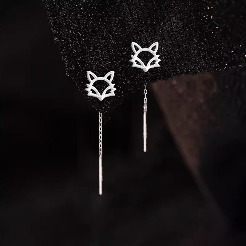 Sterling Silver Fox Threader Earrings