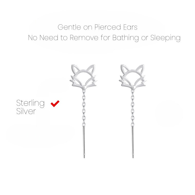 Sterling Silver Fox Threader Earrings