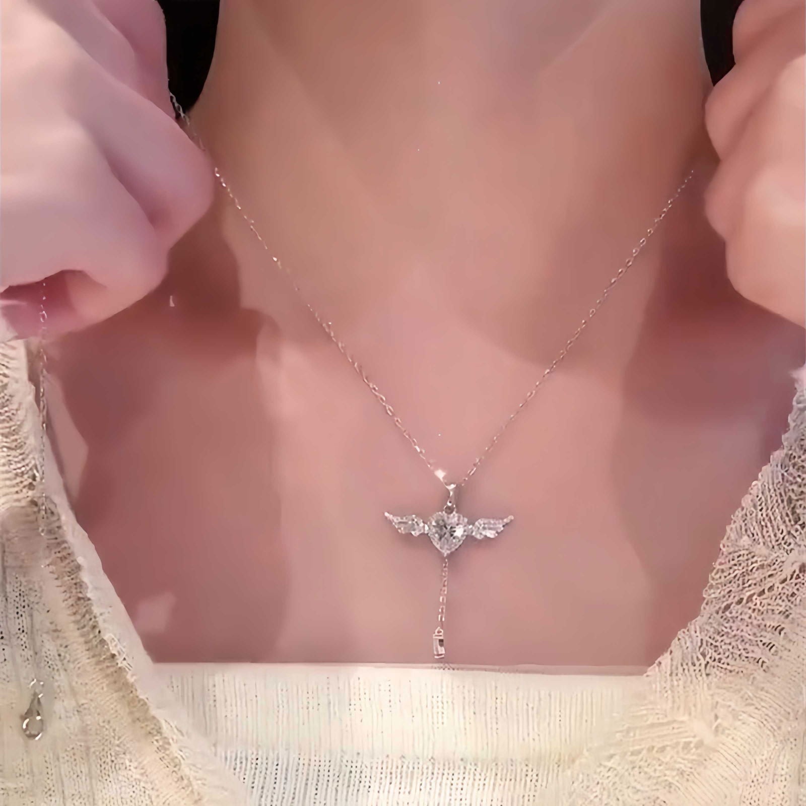 925 Sterling Silver Angel Wings Motion Necklace - Remellia