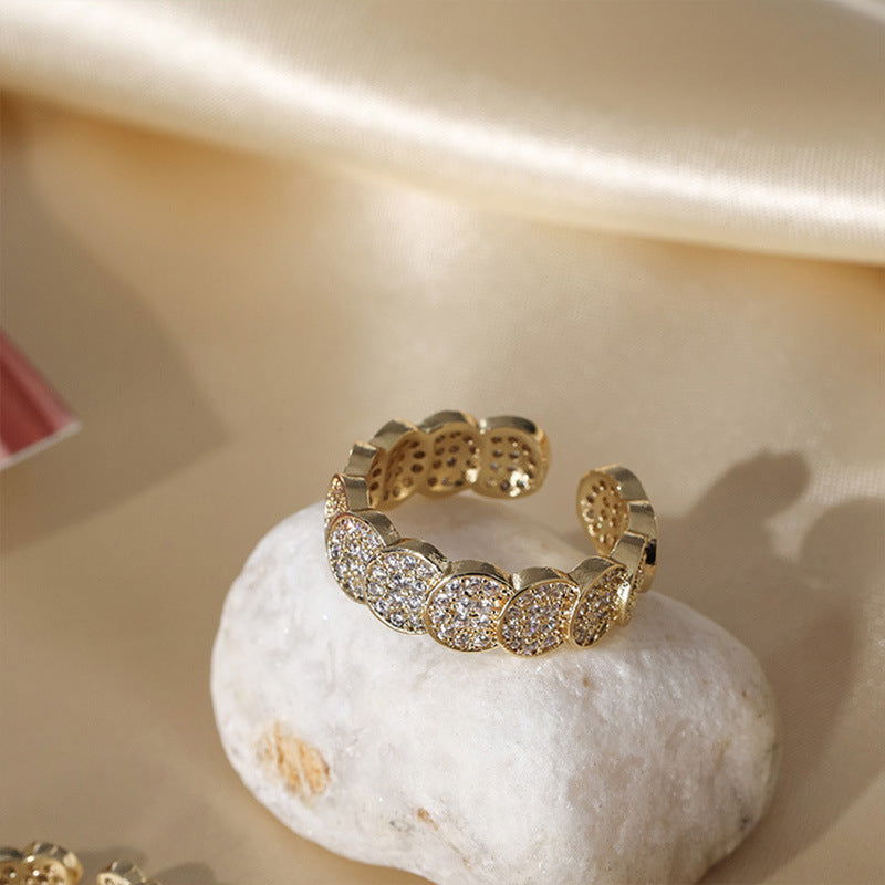 EXQUISITE ROUND ZIRCON WAVE LIGHT RING - Remellia