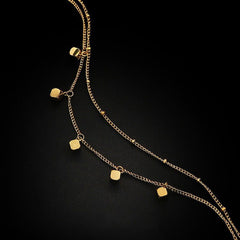 GOLDEN SQUARE THIN CHAIN ANKLET - Remellia