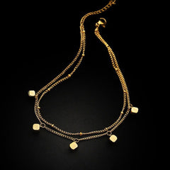 GOLDEN SQUARE THIN CHAIN ANKLET - Remellia