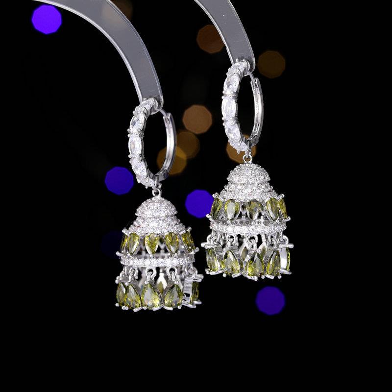 Green Zircon Jellyfish Hat Earrings - Remellia