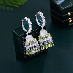 Green Zircon Jellyfish Hat Earrings - Remellia