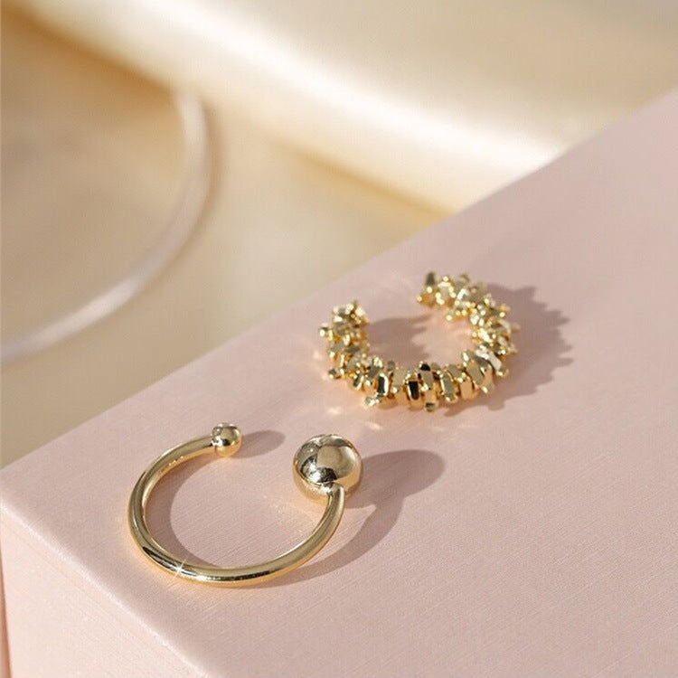 IRREGULAR ALLOY SWEET EAR CLIP TWO-PIECE SET - Remellia