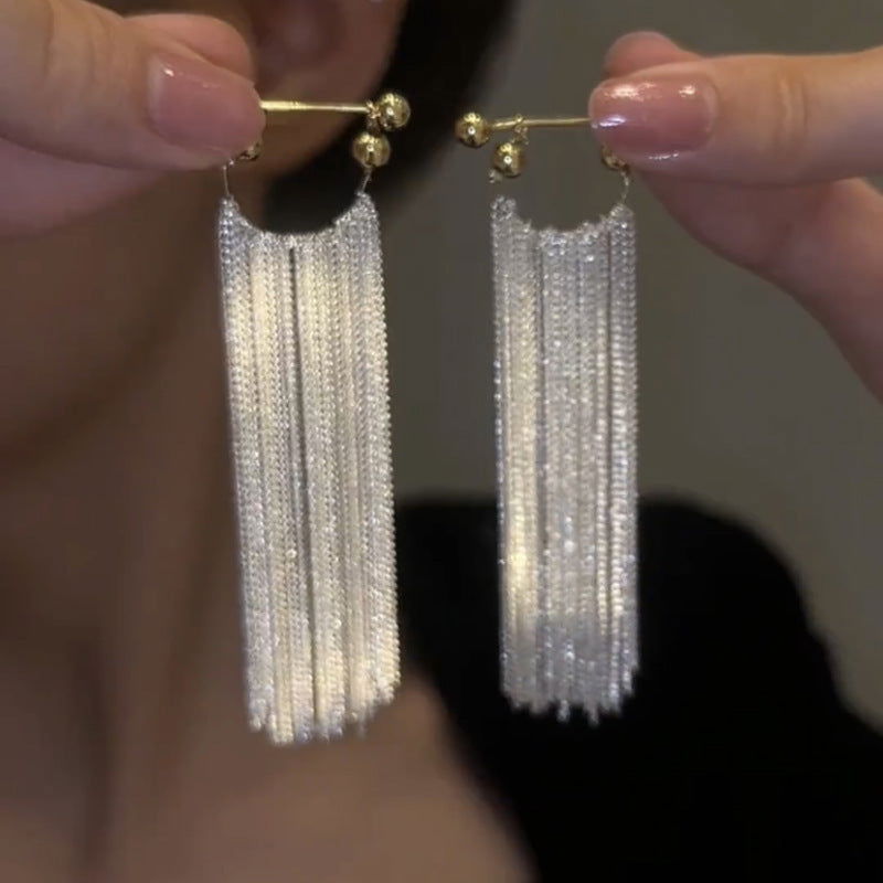 LONG SNOWFLAKE FRINGE EARRINGS - Remellia