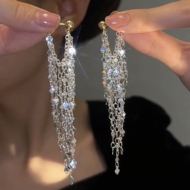 LONG SNOWFLAKE FRINGE EARRINGS - Remellia