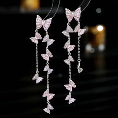 MINI BUTTERFLY TASSEL PENDANT EARRINGS - Remellia