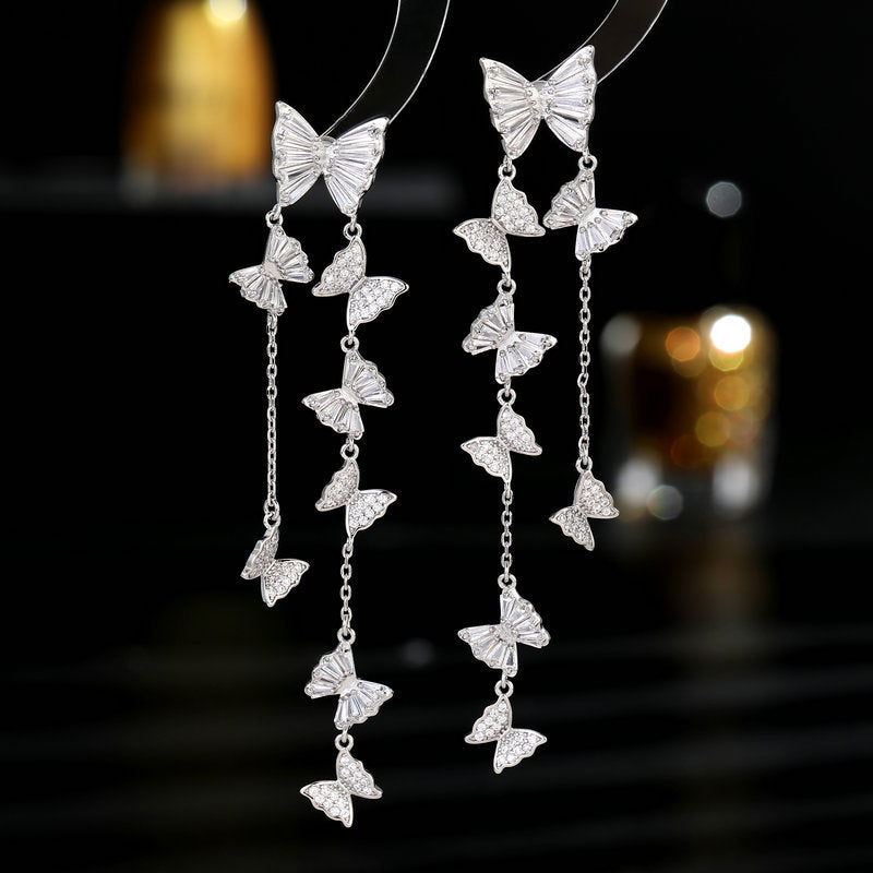 MINI BUTTERFLY TASSEL PENDANT EARRINGS - Remellia