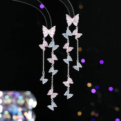 MINI BUTTERFLY TASSEL PENDANT EARRINGS - Remellia