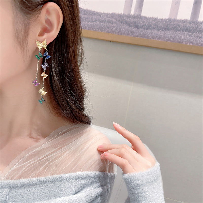 MINI BUTTERFLY TASSEL PENDANT EARRINGS - Remellia