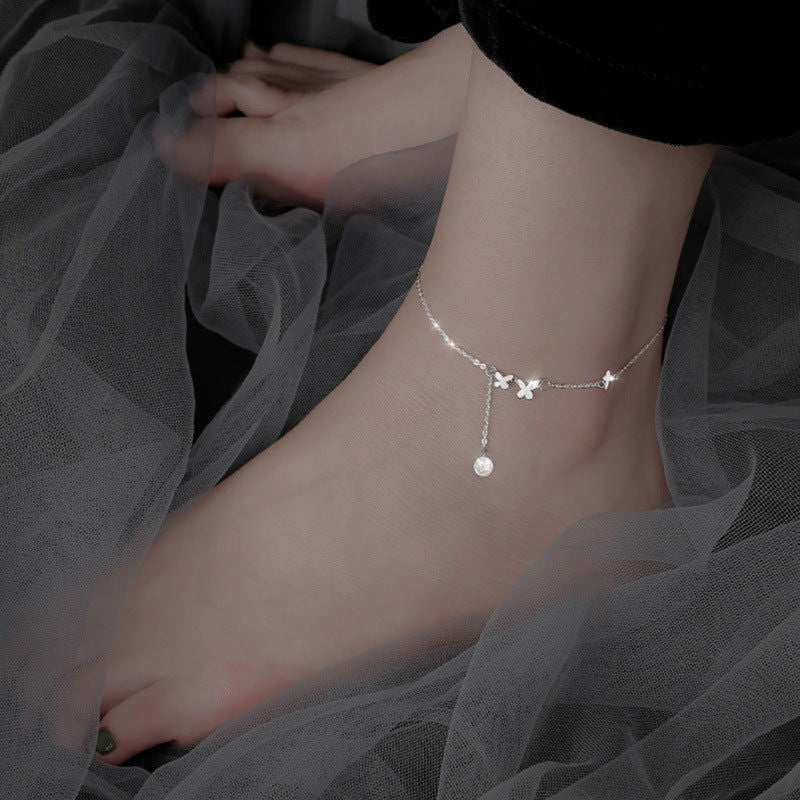 MINI BUTTERFLY THIN CHAIN PENDANT ANKLET - Remellia