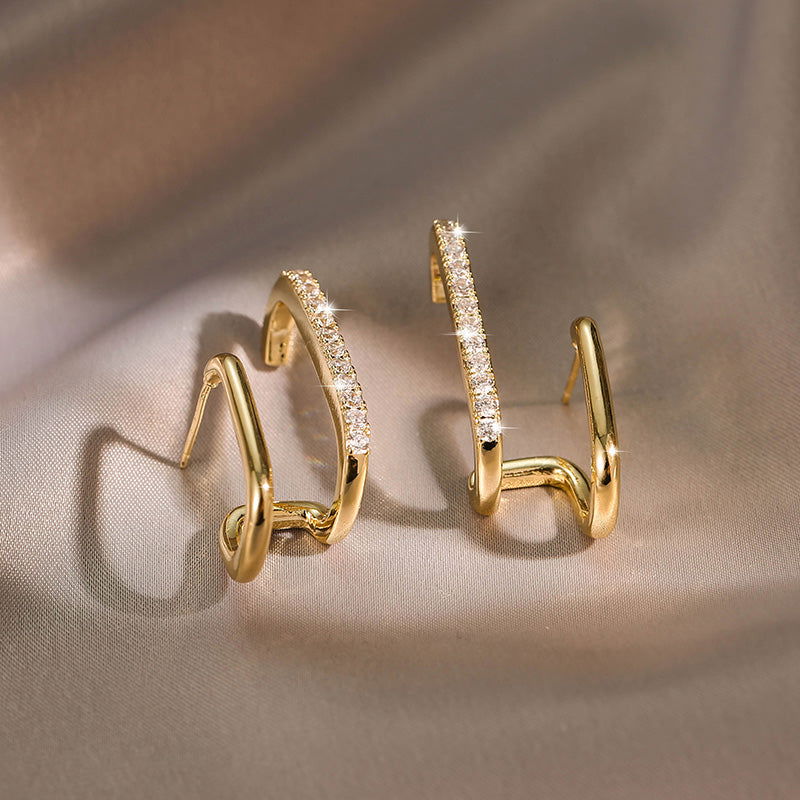 PARALLEL LINE SHAPED MODERN EARRINGS - Remellia