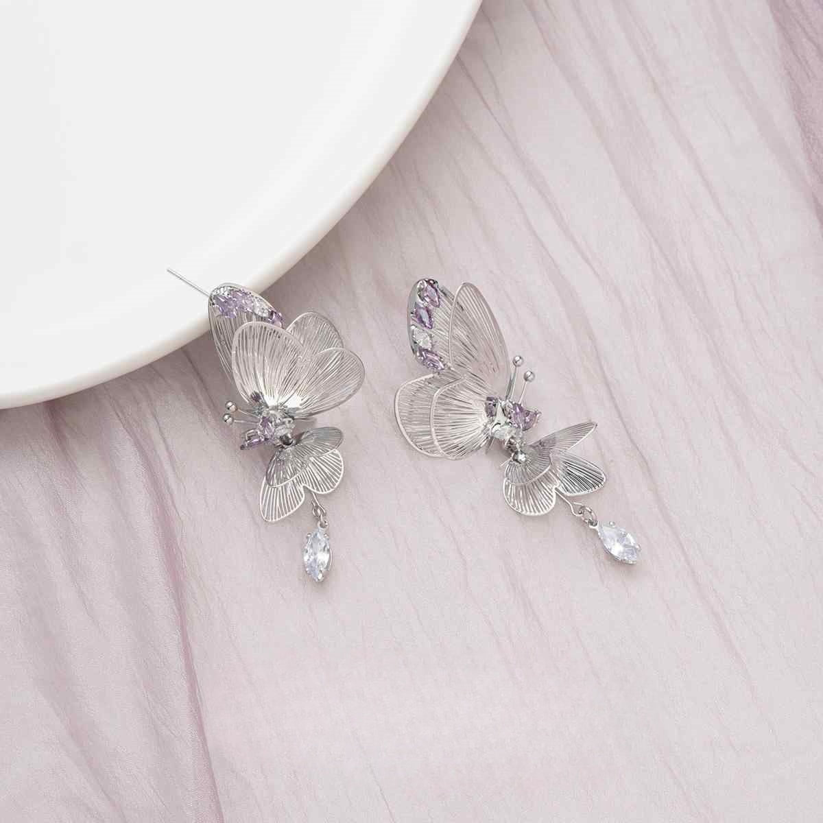 PURPLE HOLLOW BUTTERFLY ELF EARRINGS - Remellia