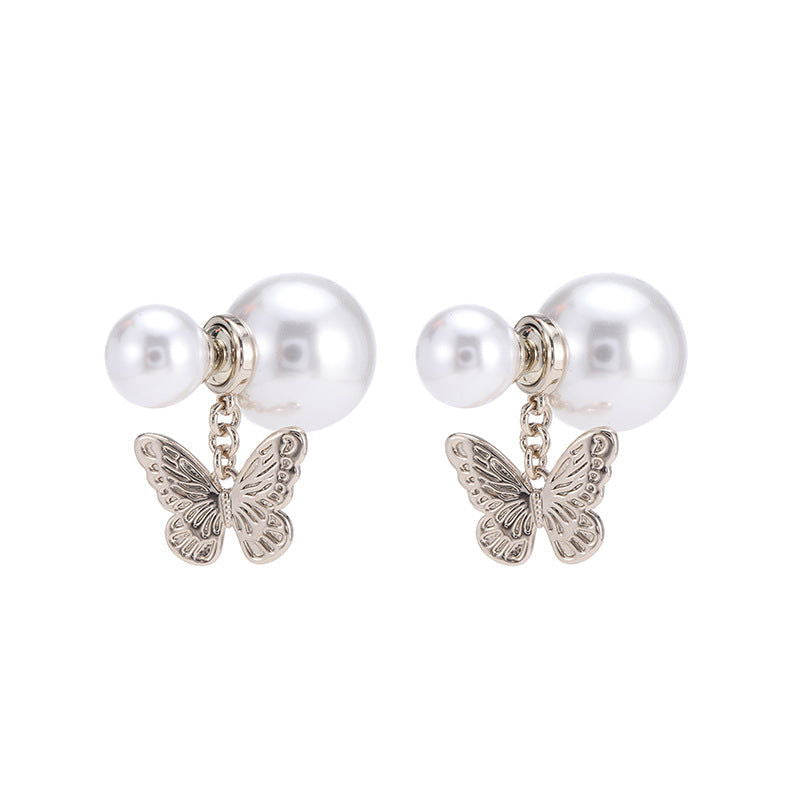 Pearl Earrings with Butterfly Pendant – Elegant & Graceful - Remellia