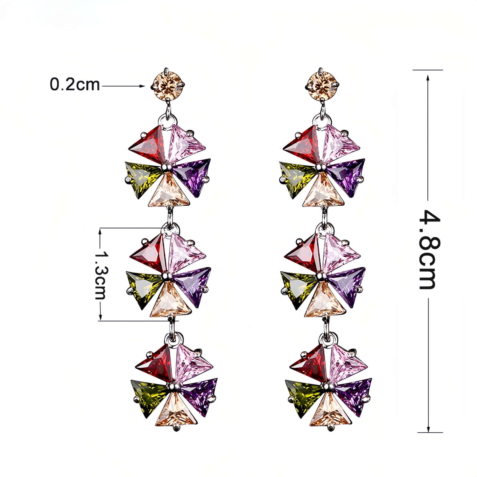 RAINBOW WINDMILL ZIRCON TASSEL EARRINGS - Remellia