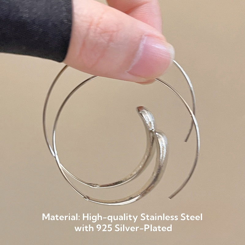 Sleek Silver Hoop Eearrings with Open Design - Remellia