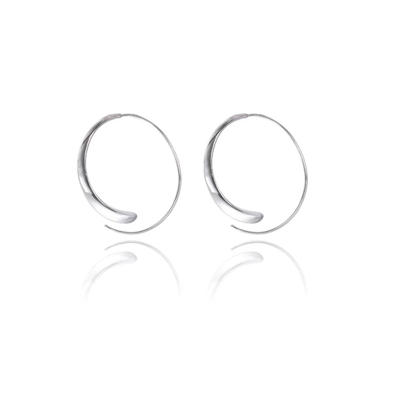 Sleek Silver Hoop Eearrings with Open Design - Remellia