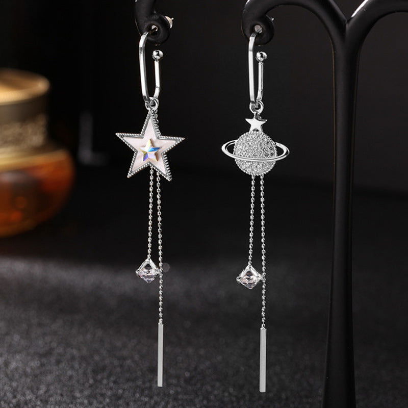 Star & Planet Pendant Earrings with Delicate Chain - Remellia