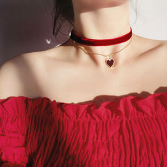 VELVET HEART FINE CHAIN CHOKER - Remellia