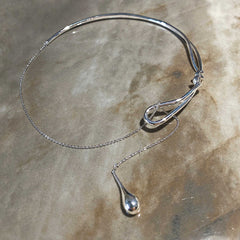 WATER DROPLET PENDANT COLLARBONE CHAIN - Remellia