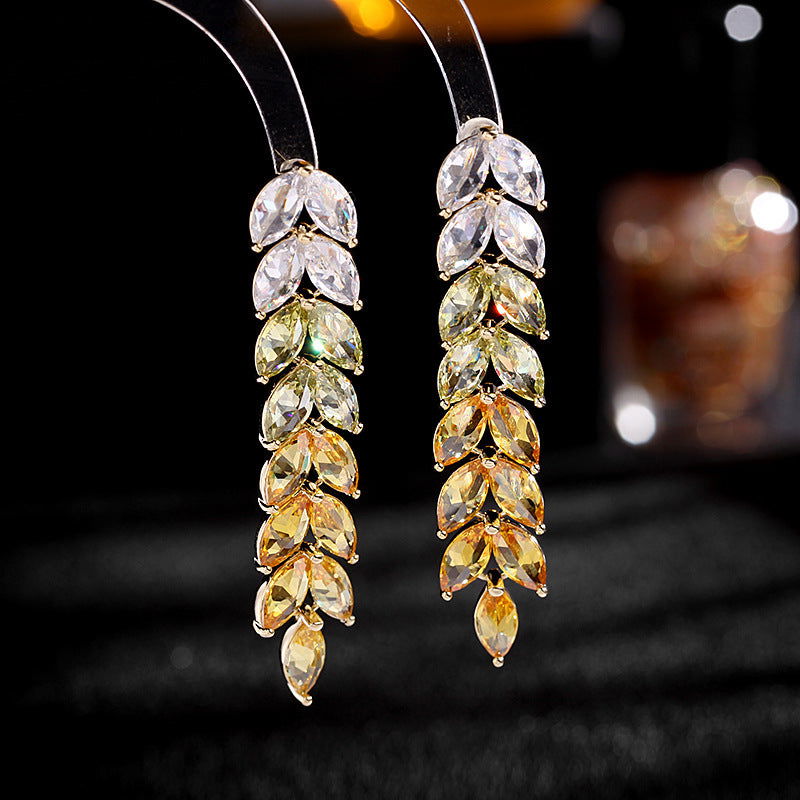 WHEAT EAR SHAPED ZIRCON EARRINGS - Remellia