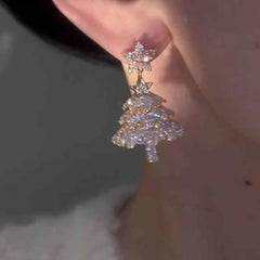 ZIRCON PINK CHRISTMAS TREE EARRINGS - Remellia