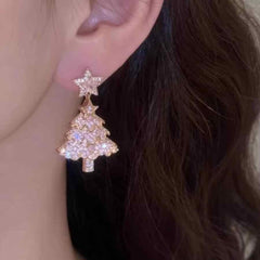 ZIRCON PINK CHRISTMAS TREE EARRINGS - Remellia