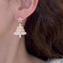 ZIRCON PINK CHRISTMAS TREE EARRINGS - Remellia